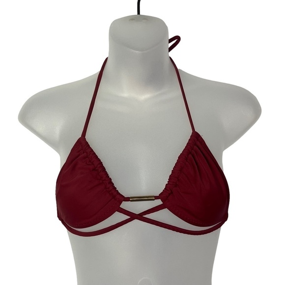Eberjey Red Strappy Triangle Bikini Top S - Picture 1 of 3